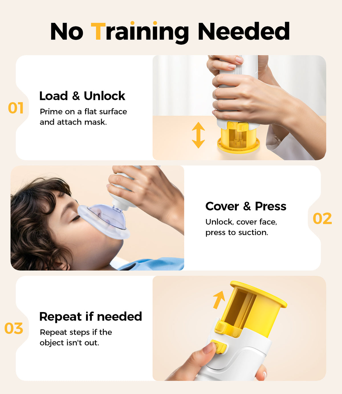 Mumany Automatic One-Button Anti Choking Device Airway Clear Pump for Adults & Kids(Yellow)