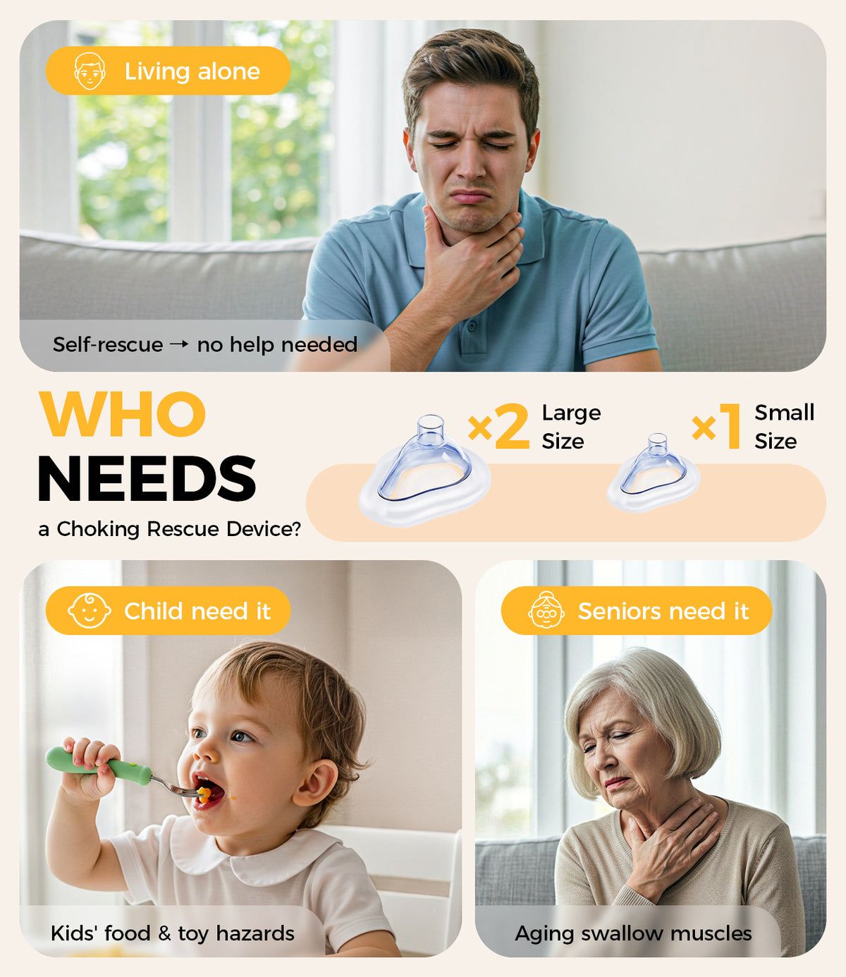 Mumany Automatic One-Button Anti Choking Device Airway Clear Pump for Adults & Kids(Yellow)